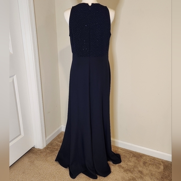 Vintage 90's Y2K Reggio Women's Navy Blue Sparkle Top Evening Gown, size 12 - Picture 6 of 10